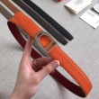 Qualità superiore replica Cintura Hermes Etrier con fibbia Cinturino Clemence arancione 32 mm