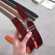 Qualità superiore replica Cintura Hermes Etrier con fibbia Cinturino Clemence arancione 32 mm