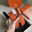 Pari all'originale replica Cintura reversibile Hermes H d'Ancre Arancione / Noir