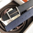 Cintura reversibile Hermes H d'Ancre Zaffiro / Ardoise