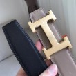 Qualità superiore replica Cintura reversibile Hermes H Grigio / Nero Swift