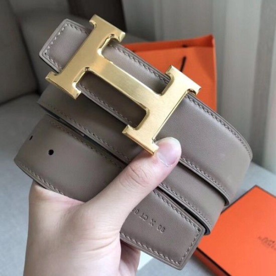 Qualità superiore replica Cintura reversibile Hermes H Grigio / Nero Swift