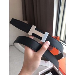 Cintura reversibile Hermes Quizz 32mm Clemence grigia