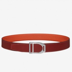 Cloni Firmate Qualità superiore replica Cintura Hermes Etrier con fibbia Cinturino Clemence arancione 32 mm imitazioni