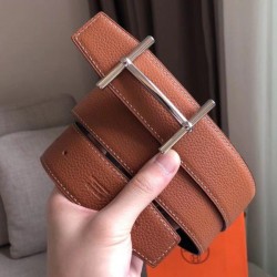 Cloni Firmate Cintura reversibile Hermes H d'Ancre Marrone / Noir imitazioni