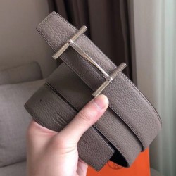 Cloni Firmate Pari all'originale replica Cintura reversibile Hermes H d'Ancre Grigio / Noir imitazioni