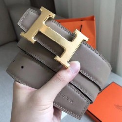 Cloni Firmate Qualità superiore replica Cintura reversibile Hermes H Grigio / Nero Swift imitazioni