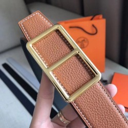 Cloni Firmate Alta gamma replica Cinturino Hermes Officier fibbia della cintura marrone 38MM imitazioni
