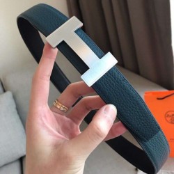Cloni Firmate Qualità superiore replica Cintura reversibile Hermes Quizz 32mm Clemence blu imitazioni
