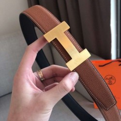 Cloni Firmate Qualità superiore replica Cintura reversibile Hermes Quizz 32mm marrone Clemence imitazioni