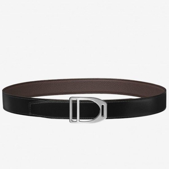 Hermes Etrier Cintura con fibbia Cinturino Clemence 32 mm cioccolato