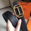 Alta gamma replica Hermes Pad Cintura reversibile Clemence nera
