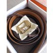 Alta gamma replica Hermes Pad Cintura reversibile Rubino / Marrone Epsom