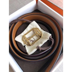 Alta gamma replica Hermes Pad Cintura reversibile Rubino / Marrone Epsom