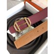 Alta gamma replica Hermes Pad Cintura reversibile Rubino / Marrone Epsom