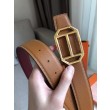 Alta gamma replica Hermes Pad Cintura reversibile Rubino / Marrone Epsom