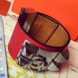 Cloni Firmate Bracciale Hermes Collier de Chien rosso Epsom taglia S imitazioni