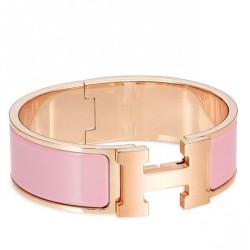 Cloni Firmate Bracciale Hermes Clic Clac H PM in smalto rosa imitazioni