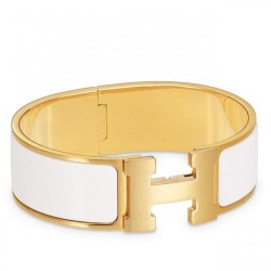 Cloni Firmate Bracciale Hermes Clic Clac H PM smaltato bianco imitazioni
