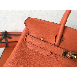Borse Birkin Hermes Clemence Arancio 25cm