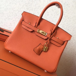 Borse Birkin Hermes Clemence Arancio 25cm