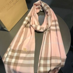 Alta gamma replica Scialle in cashmere con motivo check classico Burberry 70 x 220 rosa imitazioni perfette