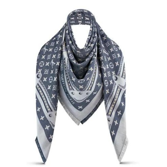 Dettagli perfetti Scialle Monogram Studdy Denim 140 M73698