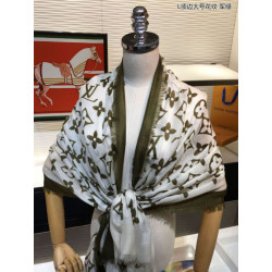 Edge Pattern Monogram Cashmere Schawl Beige