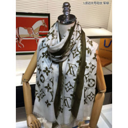 Edge Pattern Monogram Cashmere Schawl Beige