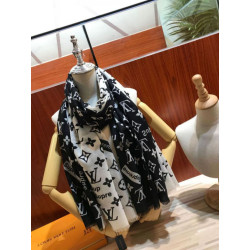 falso Monogram Supreme Cashmere Silk Schawl Nero / Bianco