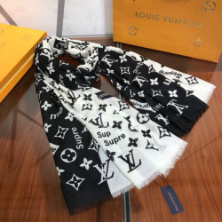 falso Monogram Supreme Cashmere Silk Schawl Nero / Bianco