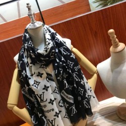 Replica 1:1 falso Monogram Supreme Cashmere Silk Schawl Nero / Bianco Outlet falso Monogram Supreme Cashmere Silk Schawl Nero / Bianco imitazioni perfette