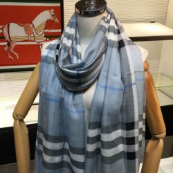 Scialle in cashmere check classico Burberry blu imitazioni perfette