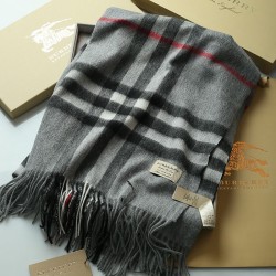 Scialle in cashmere con motivo check classico Burberry 70 x 200 grigio imitazioni perfette