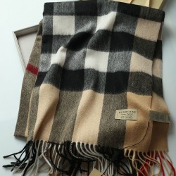 Pari all'originale replica Scialle in cashmere con motivo check classico Burberry 70 x 200 marrone imitazioni perfette