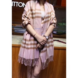 Qualità superiore replica Scialle in cashmere con motivo check classico Burberry 70 x 200 rosa