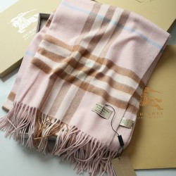 Alta gamma replica Scialle in cashmere con motivo check classico Burberry 70 x 200 rosa imitazioni perfette