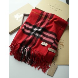Scialle in cashmere con motivo check classico Burberry 70 x 200 rosso