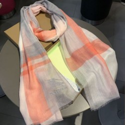 Alta gamma replica Scialle in seta cashmere a quadri Burberry 80 x 200 arancione imitazioni perfette