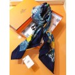 Scialle in seta cashmere paesaggio Hermes 140 blu