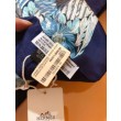 Scialle in seta cashmere paesaggio Hermes 140 blu