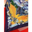 Scialle in seta cashmere paesaggio Hermes 140 blu