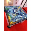 Scialle in seta cashmere paesaggio Hermes 140 blu