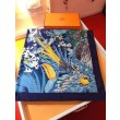 Scialle in seta cashmere paesaggio Hermes 140 blu