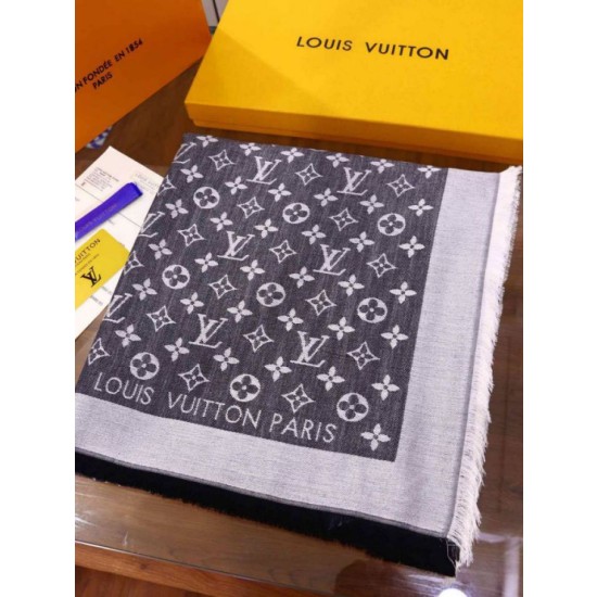 Scialle Monogram Denim 140 M71378 Nero