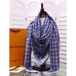 Scialle Monogram Denim 140 M71382 Azzurro