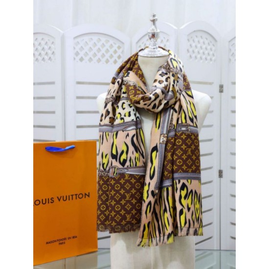 Scialle Monogram Time Trunk Cashmere 80 x 200 Marrone