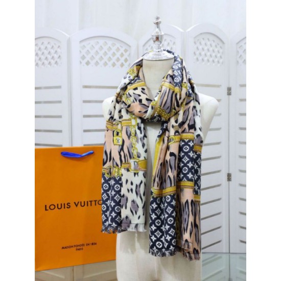 Scialle Monogram Time Trunk Cashmere 80 x 200 Nero