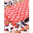 Scialle Monogram Time Trunk Cashmere 80 x 200 rosso