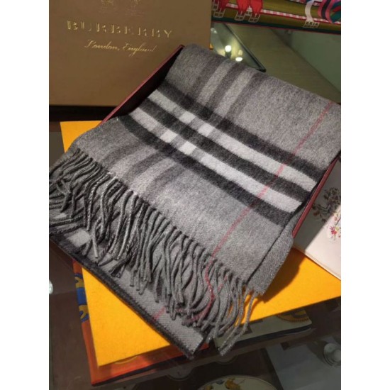 Qualità superiore replica Sciarpa Burberry Classic double face in cashmere 30 x 168 grigio